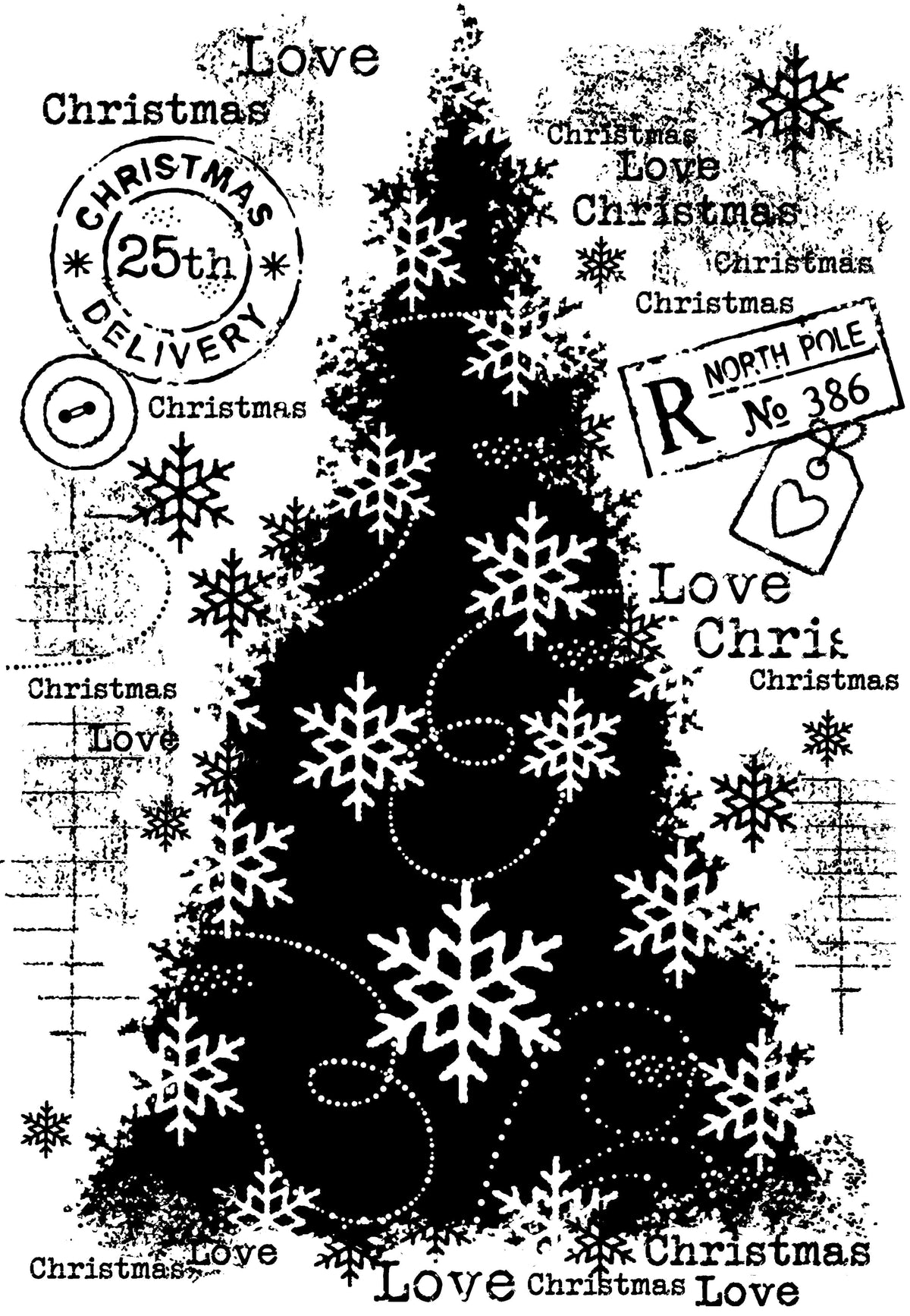 Assortiment de tampons Woodware Clear Singles « Snow Frosted Tree » 10 cm x 15 cm
