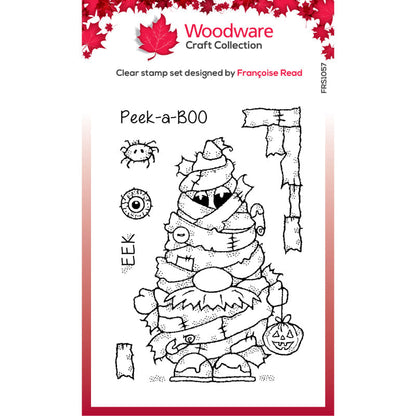 Woodware Clear Singles Mummy Gnome Lot de tampons 4 po x 6 po