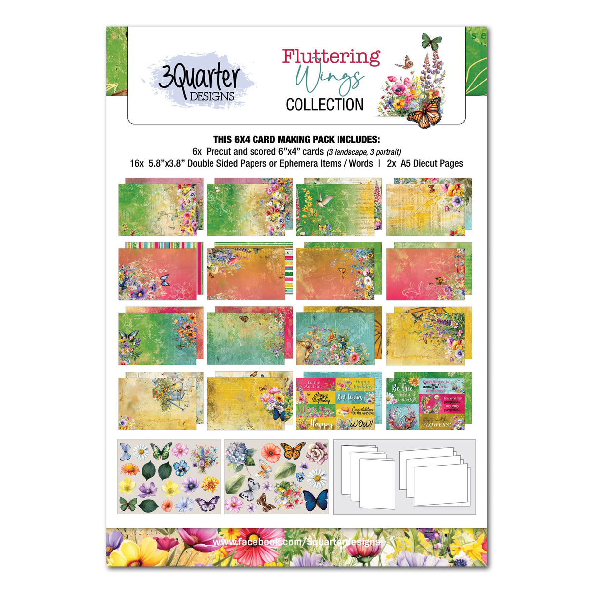 Pack de cartes 3Quarter Designs Fluttering Wings 6x4