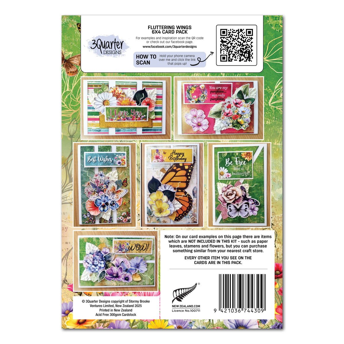 Pack de cartes 3Quarter Designs Fluttering Wings 6x4