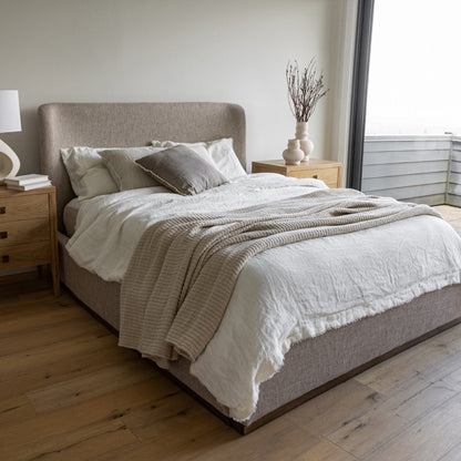 Faye Upholstered Bed With Curved Headboard - Perfect Taupe