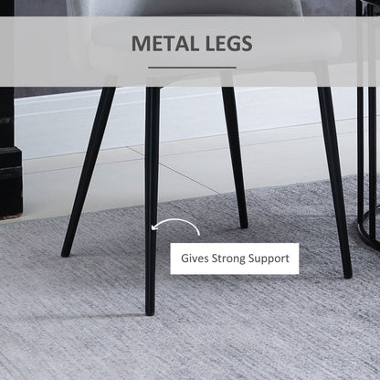 Dylan Set of 2 Mid-Back Velvet-Touch Dining Chairs-Grey