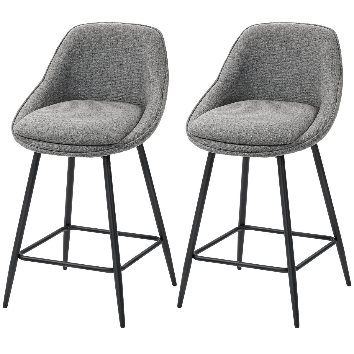 Tabourets de bar Reece 66 cm avec pivot et dossier - Lot de 2 - Gris foncé