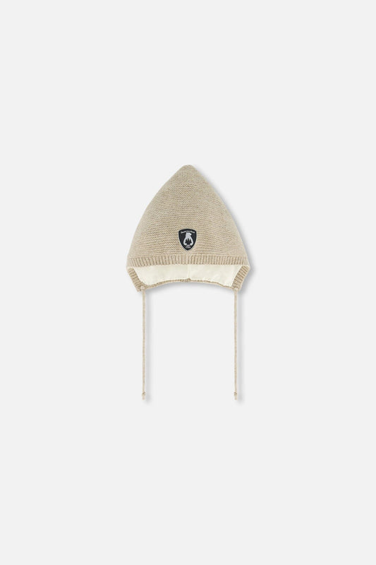 Baby Pointed Knit Hat In Beige