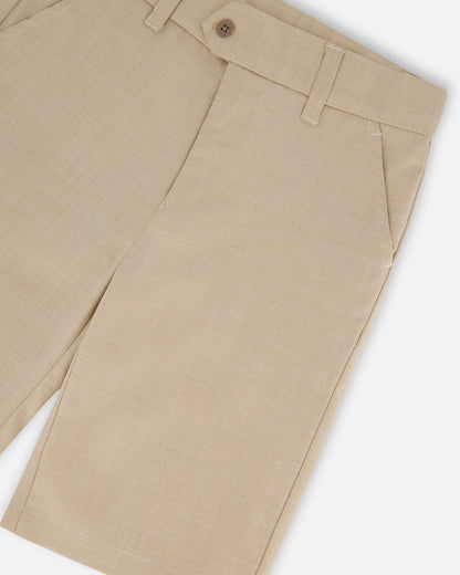 Short Bermudas à Poches Obliques Taupe Clair