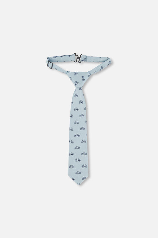 Neck Tie Pale Blue With Bicycle
