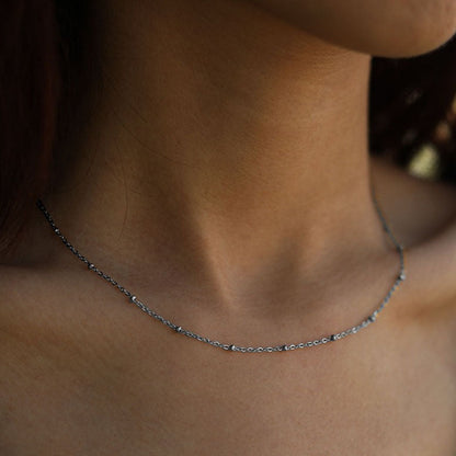 Collier en chaîne d'argent perlée GENOA