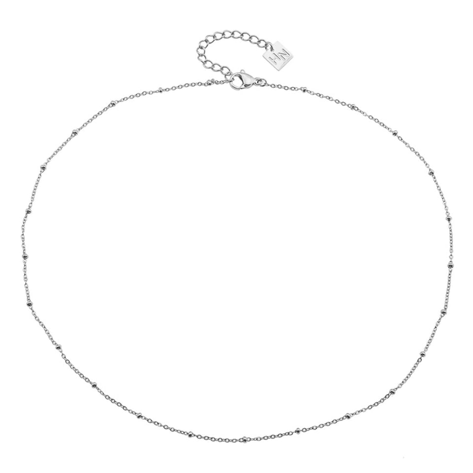 Collier en chaîne d'argent perlée GENOA