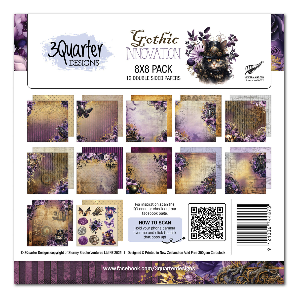 Lot de papiers 20x20 cm Gothic Innovation 3Quarter Designs