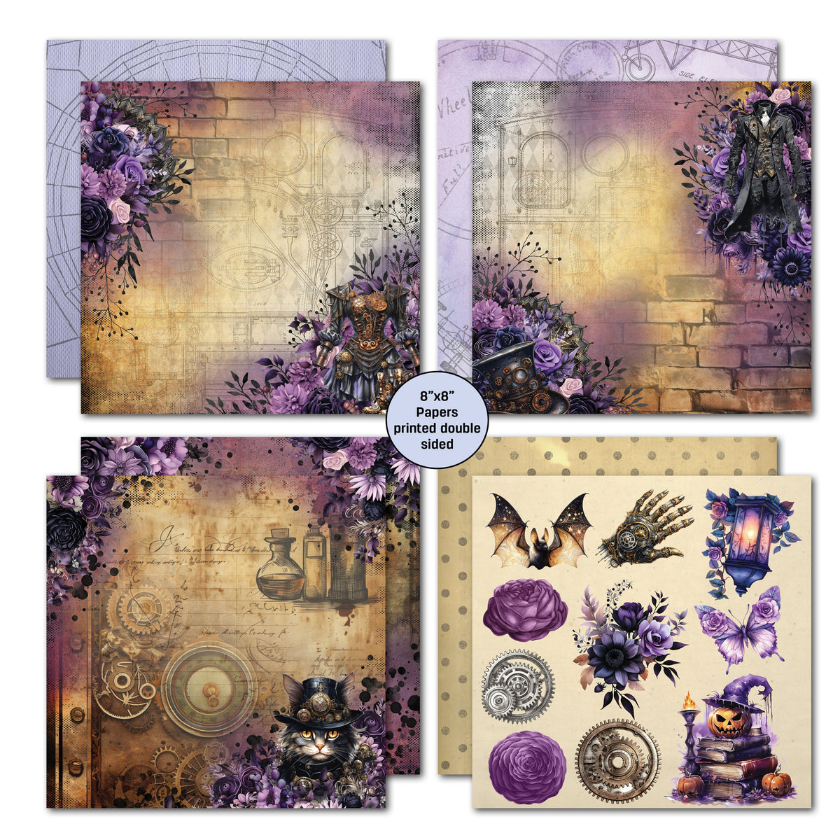 Lot de papiers 20x20 cm Gothic Innovation 3Quarter Designs