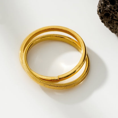 GILBERT: Double Banded Interconnected Stack Ring in Gold