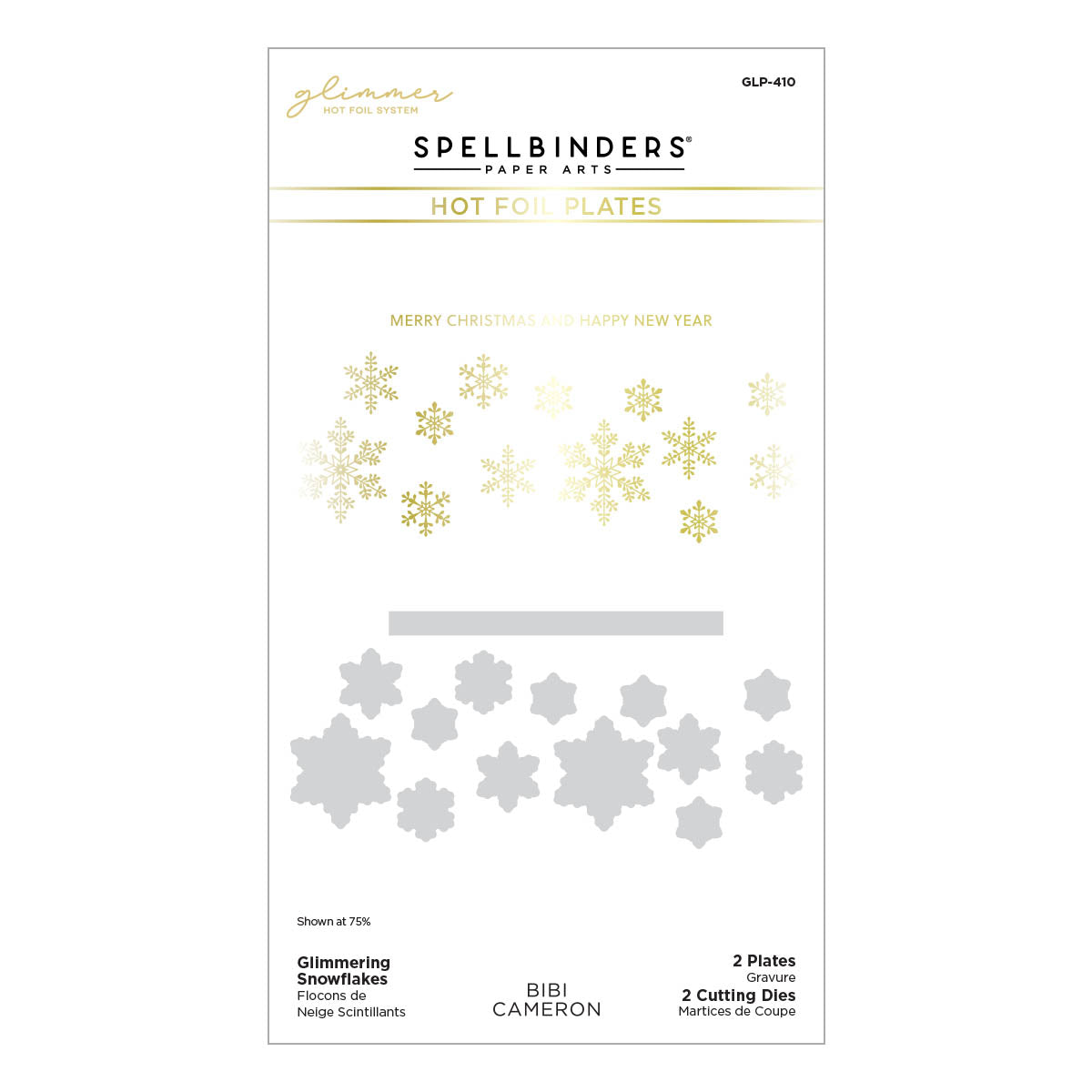 Matrice de coupe et plaque à chaud Glimmering Snowflakes de la collection Bibi's Snowflakes de Bibi Cameron