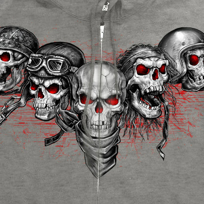 Men's Five Skull Zip Up Hoodie