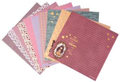 Feuilles de papier GOR, lot de 5x2 motifs double face Wonderland 203x203x3mm, 10 feuilles, n°22