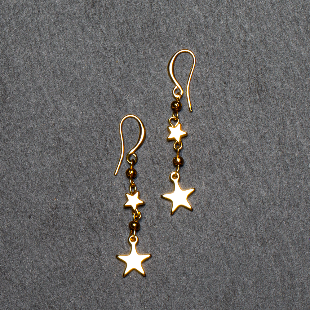 Star Drop Earring In Gold Plate