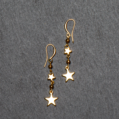 Star Drop Earring In Gold Plate