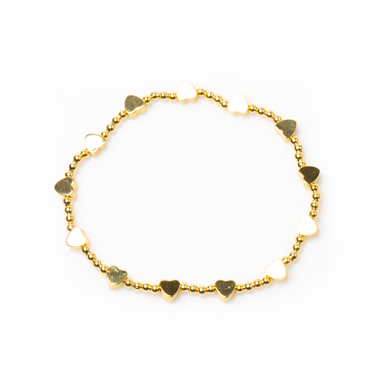 Elasticated Heart Bracelet In Gold Plate