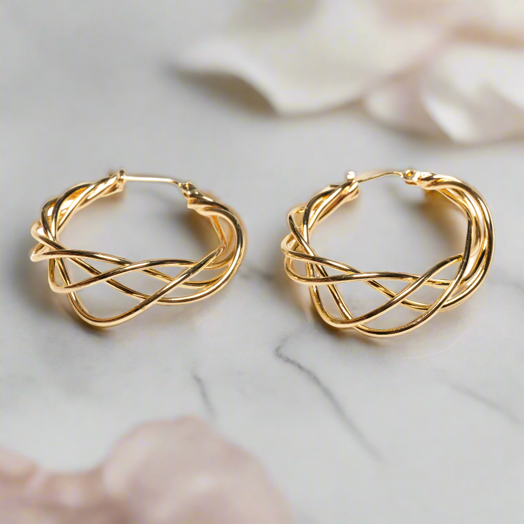 Twist Hoop Earrings - Gold Plate