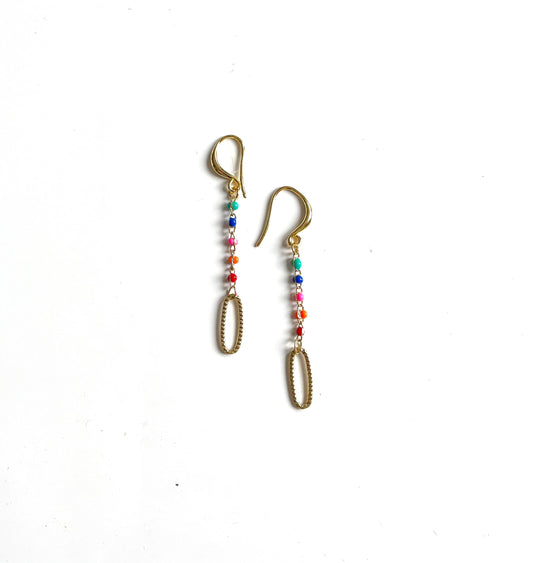 Long Chainlink Earrings with Enamel