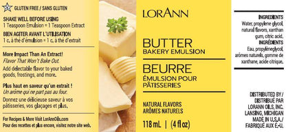 Émulsion de beurre naturelle pour pâtisserie - 4 oz. - 16 oz. - 1 gallon - 5 gallons - Émulsions de pâtisserie Canada - Livraison gratuite au Canada pour les commandes de plus de 199 CAD