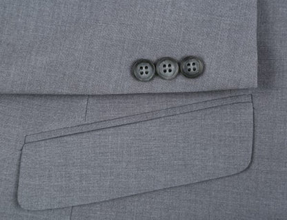 BUILD YOUR PACKAGE: Grey Stretch Trim Fit Suit (Package Includes 2 Pc Suit, Shirt, Necktie or Bow Tie, Matching Pocket Square, & Shoes)