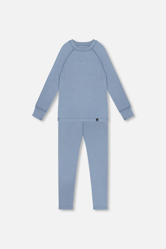 Merino Wool Base Layer Set Blue Gray