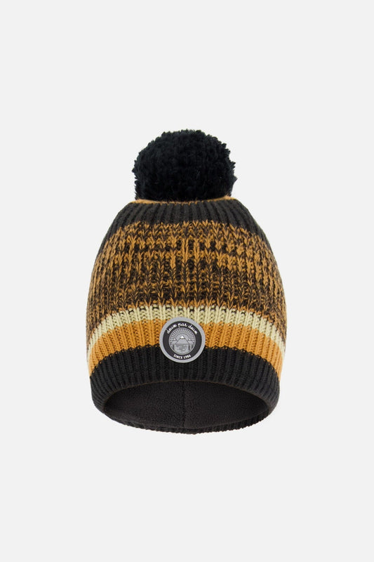 Lined Knit Pompom Hat Black And Brown