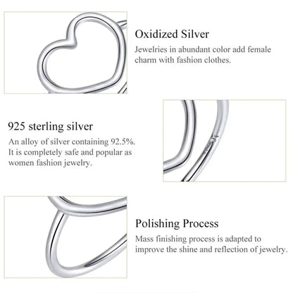 925 Sterling Silver Minimal Heart Band Ring