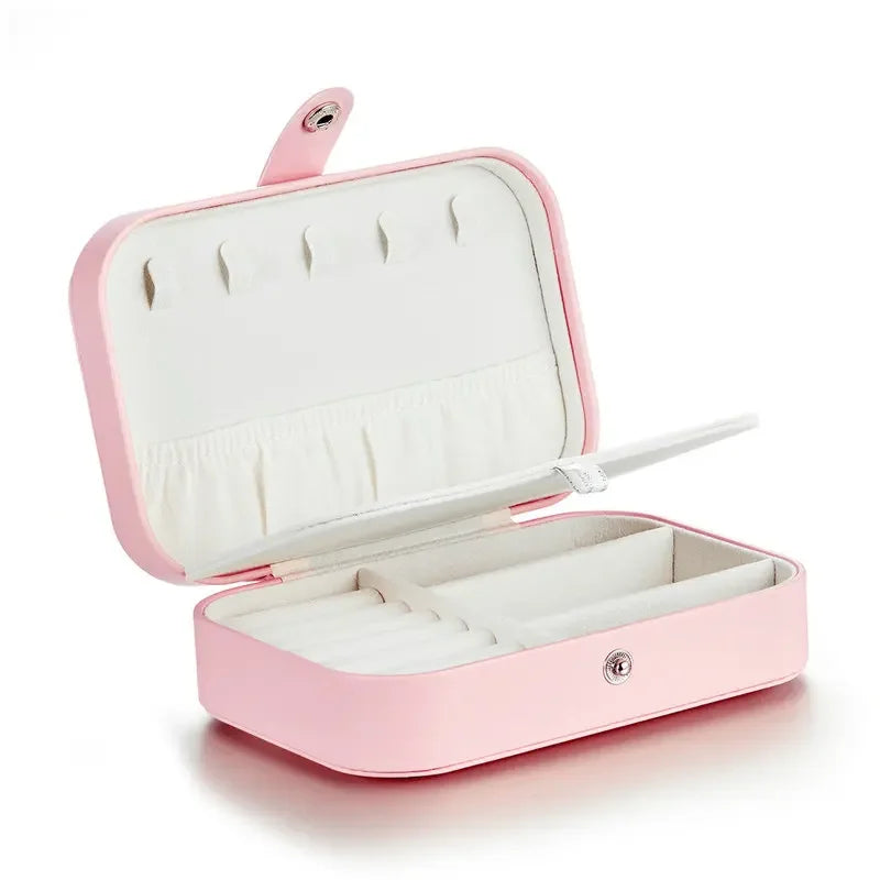 Boîte à bijoux « Treasure Keeper » en cuir synthétique rose pour bagues, colliers et plus encore
