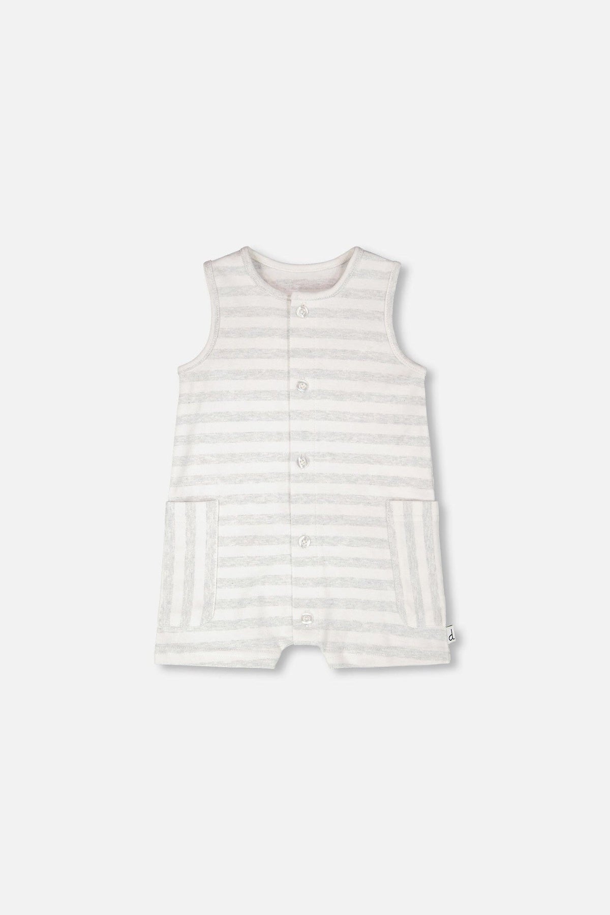 Cotton Striped Romper White And Grey Stripes