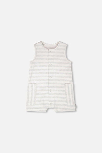Cotton Striped Romper White And Grey Stripes