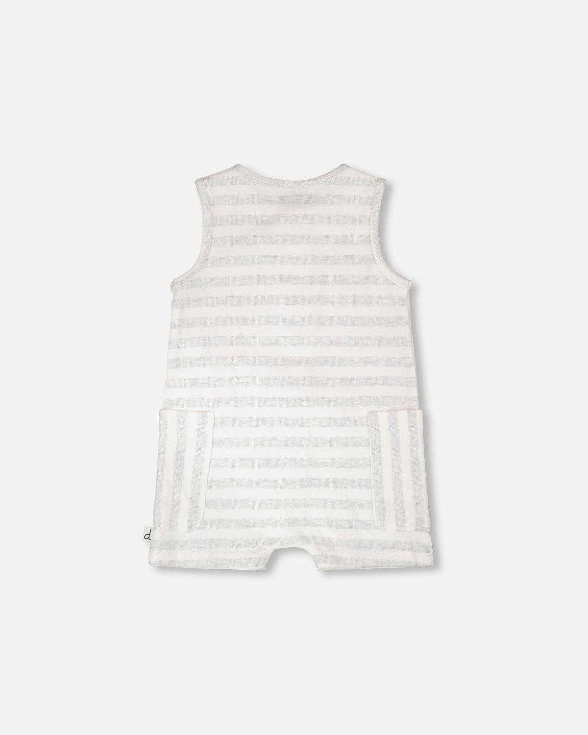 Cotton Striped Romper White And Grey Stripes