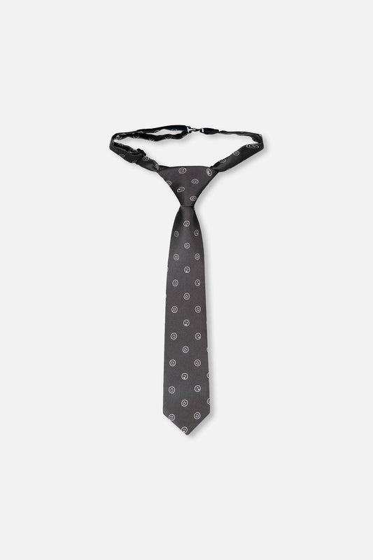 Neck Tie Black Printed Smiles