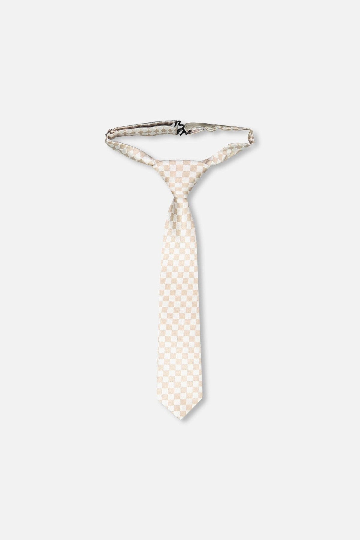 Neck Tie White And Sand Check