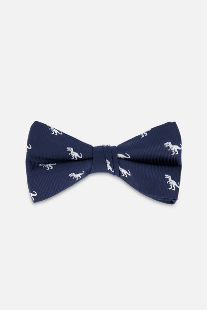 Nœud papillon imprimé dinosaures bleus