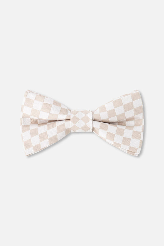 Bow Tie White And Sand Check