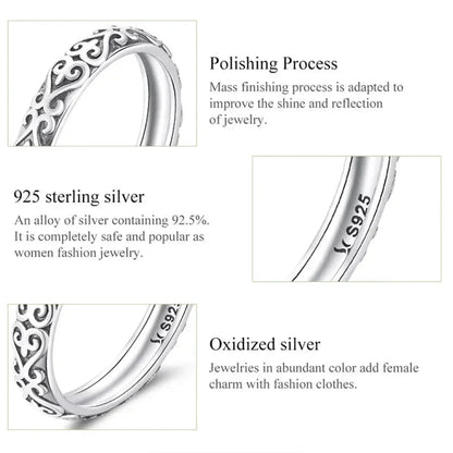 925 Sterling Silver Vintage Embossed Floral Ring
