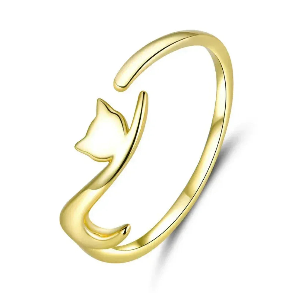 925 Sterling Silver Adjustable Cat Tail Ring