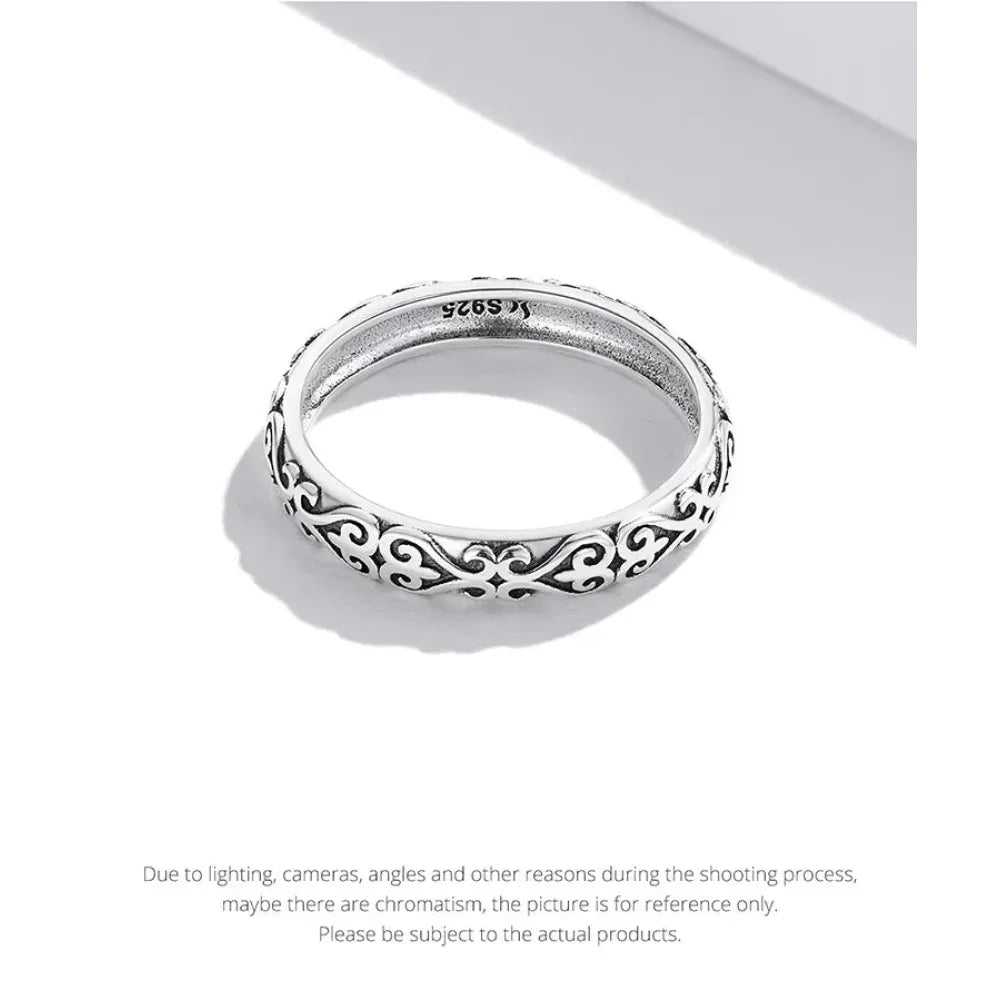 925 Sterling Silver Vintage Embossed Floral Ring