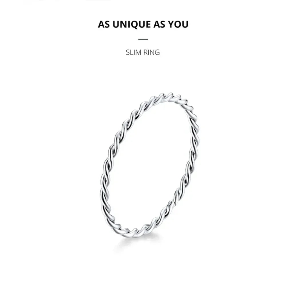 925 Sterling Silver Braided Texture Twisted Eternity Band Stackable Rings - Fine Jewelry