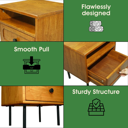 Savana Single Drawer Solid Wood Nightstand