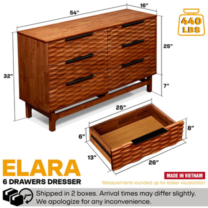 Commode Acacia Elara à 6 tiroirs pour des solutions de rangement élégantes