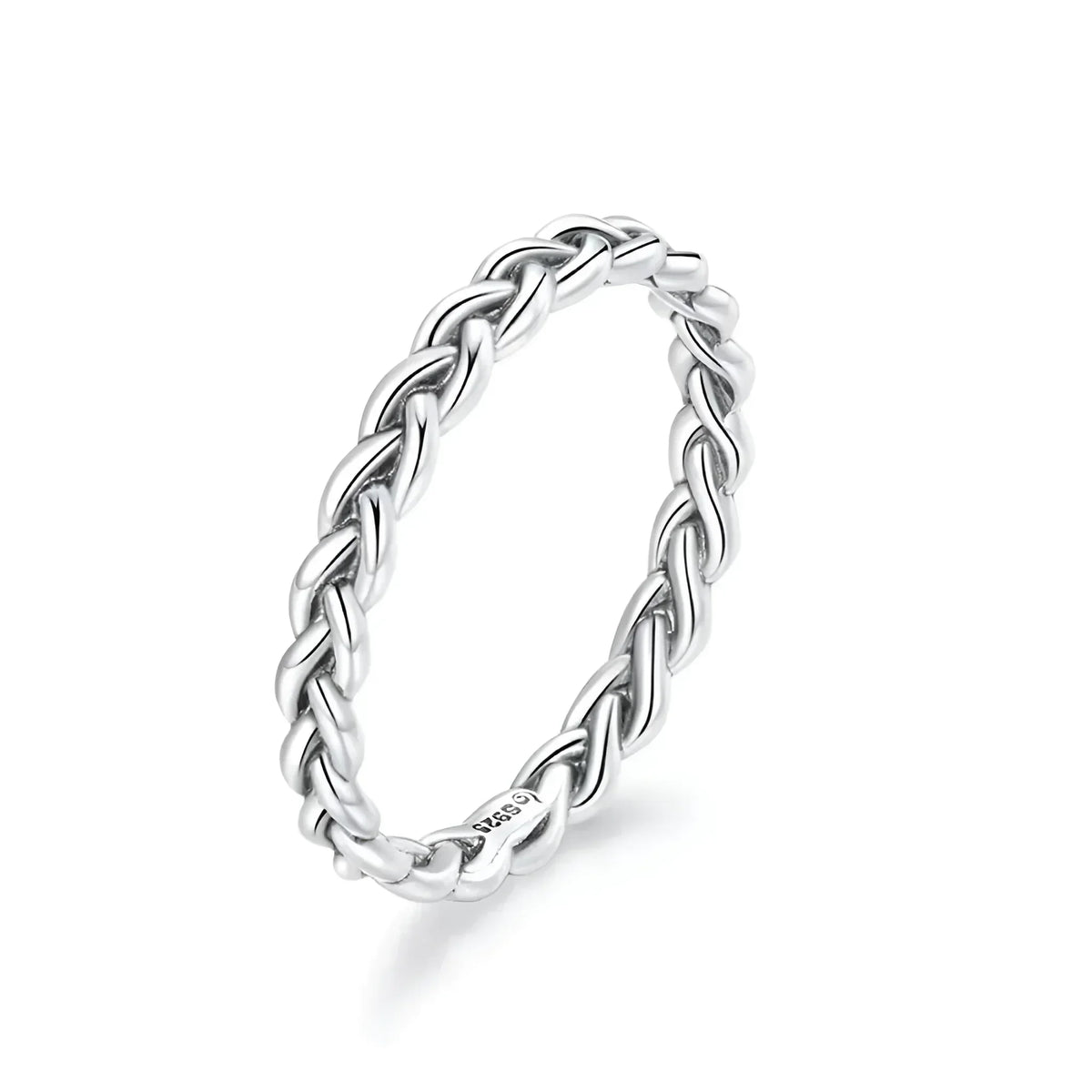 925 Sterling Silver Braided Texture Twisted Eternity Band Stackable Rings - Fine Jewelry