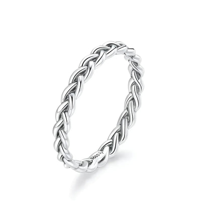 925 Sterling Silver Braided Texture Twisted Eternity Band Stackable Rings - Fine Jewelry