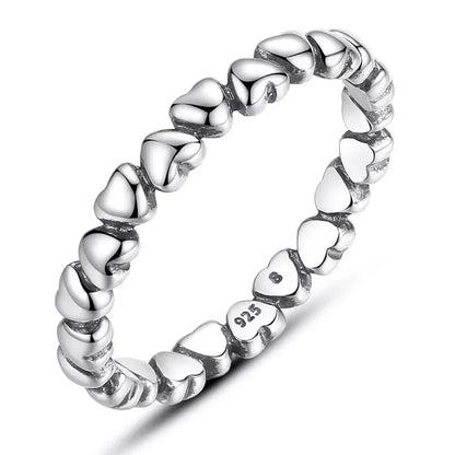 925 Sterling Silver Star & Heart Band Ring