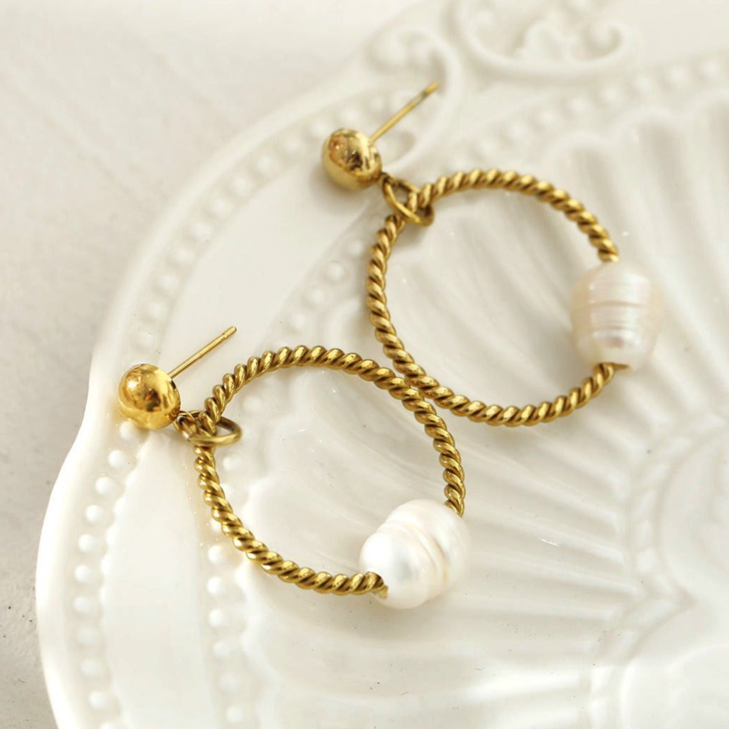 Boucles d'oreilles HAILEY en perles d'eau douce naturelles