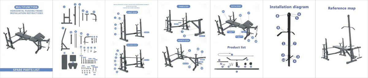 Adjustable Workout Bench with Lat Pulldown Pulley, Scott Bench & Barbell Rack ST6655