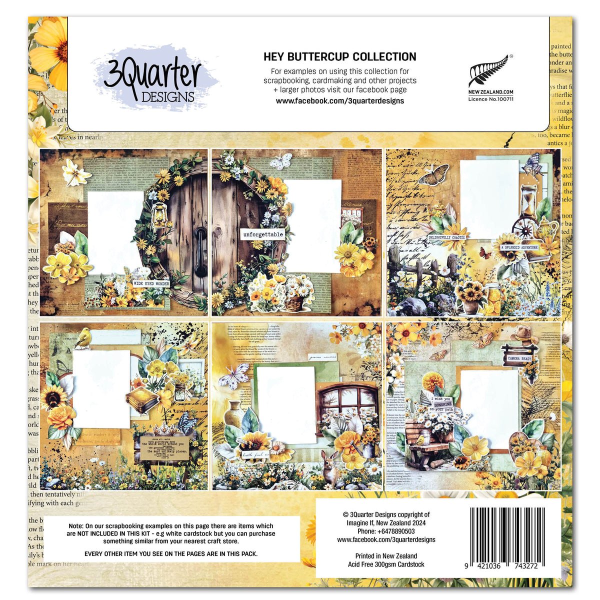 3Quarter Designs Hey Buttercup 12x12 Design Paper & Diecuts Set