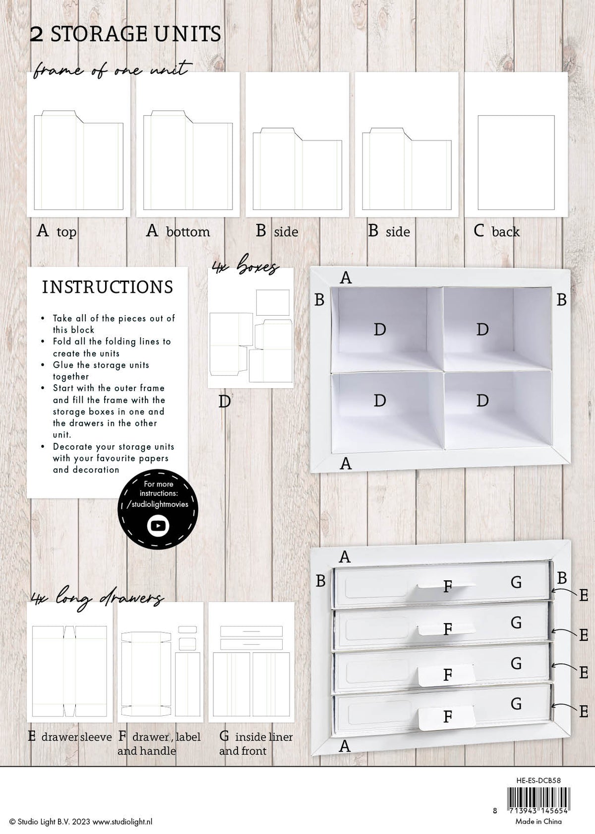 HEN DIY Unités de tiroirs de rangement Blocs Essentiels 210x294x5mm 24 SH nr.58
