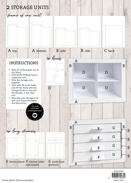 HEN DIY Unités de tiroirs de rangement Blocs Essentiels 210x294x5mm 24 SH nr.58